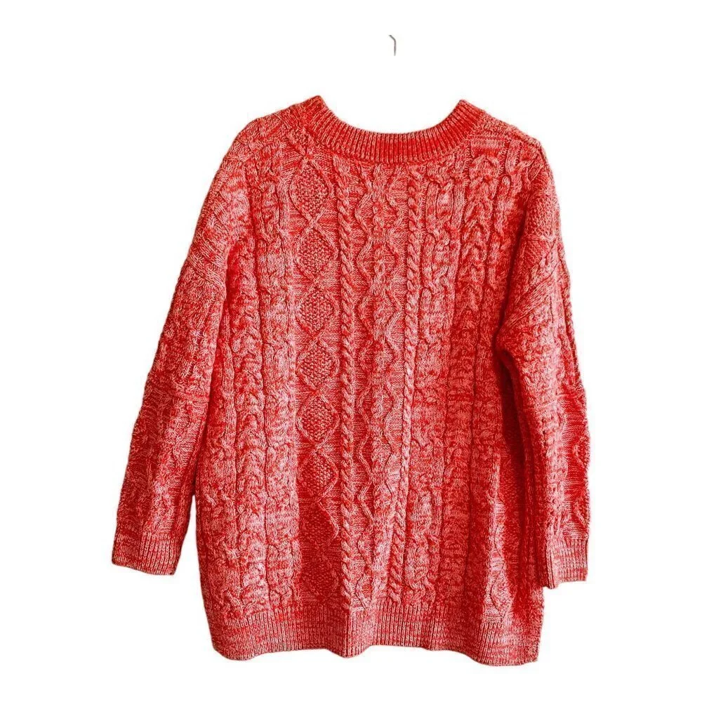 NWT‎ Anthropologie Pilcro Jasmine Cable-Knit Tunic Sweater, marled red, size M